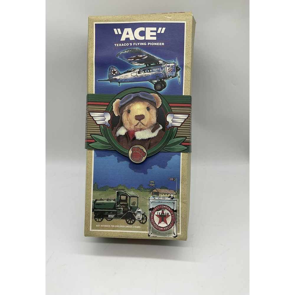 Vintage 1998 Ace Texaco Flying Pioneer‎ Monkey Island Teddy Bear W Box Aviator